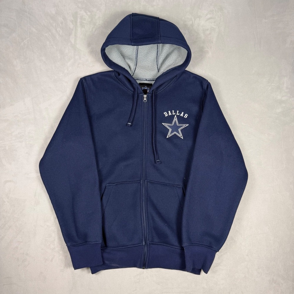 Y2K Mens NFL Dallas Cowboys Waffle Knit Full Zip Hoodie Small
